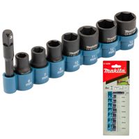 Makita Stecknuss-Set Schlagnuss Schlagnüsse 1/4'' mit Adapter 6-13mm 8tlg.