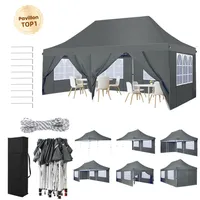 Faltpavillon Pavillons & Partyzelte 3x6m Wasserdicht Stabil UV-Schutz mit 4 Seitenteilen und 2 Eingängen, Gartenpavillon für Garten/Party/Hochzeit/Picknick , Weiß
