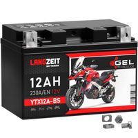 LANGZEIT YTX12A-BS GEL Motorradbatterie 12V 12Ah 230AEN 51013 YTZ12S GT12A-BS CTX12A-BS 12V ersetzt 10Ah