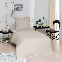 Brielle Flanell Bettwäsche Set aus 100% Baumwolle mit   135 x 200 + 80 x 80 cm Ecru