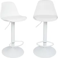 2er Set Barhocker,Drehbare Barstuhl Tresenhocker Küchenhocker Höhenverstellbar aus Kunstleder - Weiß