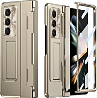 Pouzdro na Samsung Galaxy Z Fold 5 luxusní galvanizované pouzdro se stojánkem, s ochranou displeje a objektivu Zlato