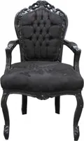 Casa Padrino Barock Esszimmer Stuhl Schwarz/Schwarz mit Armlehnen