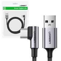 Ugreen Kątowy Kabel Przewód Usb - Usb Typ C 1M 3A Szary (50941)