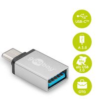 Goobay USB-C auf USB-A Super Speed Adapter für den Anschluss von Ladekabeln 3.0. silber