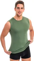 HERMKO 3040 Herren Muskelshirt aus 100% Baumwolle, Unterhemd Atlethic Vest Rundhals viele Farben, Größe:D 7 = EU XL, Farbe:tanne
