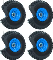 4x Sackkarrenrad Vollgummi 260x85 3.00-4 Nabenlänge 60 mm Ersatzrad Nabenversatz blau
