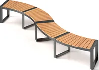 COSTWAY 2er Set Gartenbänke ohne Rückenlehne, Sitzbank wetterfest, Holzbank für 2-3 Sitzer bis 360kg belastbar, Terrassenbank Parkbank Akazienholz