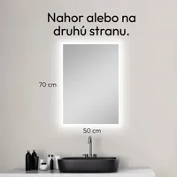 Kúpe??ové zrkadlo s osvetlením TALOS - Kúpe??ové zrkadlo 50 x 70 cm - LED zrkadlo so svetelným rámom - vhodné do vlhkých miestností v?aka hliníkovému rámu