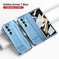 Pouzdro na Samsung Galaxy Z Fold 6 s ochranou displeje a objektivu, galvanizované pouzdro se stojánkem modré