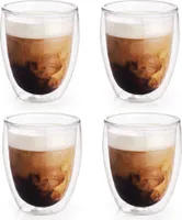 4er Set Mundgeblasene Doppelwandige Thermogläser – Hitzebeständige Latte Macchiato & Kaffeegläser Teeglas, Espresso, Cappuccino 400ml