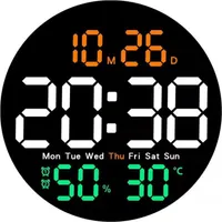 Digitale Wanduhr mit Fernbedienung, LED-Uhr mit 10-stufiger Helligkeitsregelung und automatischem Dimmen, Wandkalender mit Timer-Countdown-Funktion
