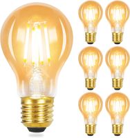 ZMH 6 Stück LED Glühbirne E27 Vintage Lampe - A60 Leuchtmittel edison Light Bulb 2700K 4W Glühlampe Warmweiß Filament Retro Birne Glas Antike Energiesparlampe für Haus Hotel Bar Café