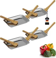 bremermann Grillpfanne 4er Set inkl. 8 Bambus-Schaber, Edelstahl