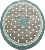 Kinderteppich rund Stern in Türkis Grau Weiss Größe - 80 cm Rund