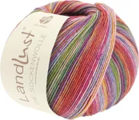 Lana Grossa - Landlust die Sockenwolle 0803 Brombeer pflaumenblau oliv grünbeige jade ziegelrot fuchsia rosa ocker gestreift