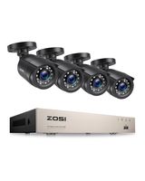 ZOSI 8CH 1080P H.265+ DVR mit 4x FHD 2MP Außenkamera Videoüberwachung System ohne Festplatte, 24M IR Nachtsicht