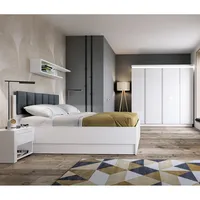 Schlafzimmer Set mit 140cm Bett, 5-teilig, in weiß Hochglanz LYNDHURST-129