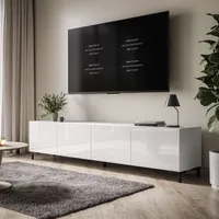 RTV-Schrank COLGANTE 200 Weiß, Schwarze Kunststoffbeine