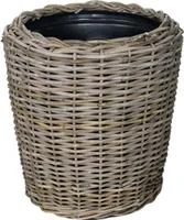 VAN DER LEEDEN DRYPOT® sadzarka rattanowa szara Ø 50 cm - kosze Sylt