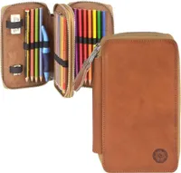 Sonnenleder Schüleretui Stifteetui Federtasche Leder 31 Schlaufen BOSSE Stiftetui natur braun 801-260-01