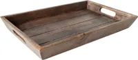 Massives Tablett 44x29cm Mangoholz antik Finish mit Tragegriffen Serviertablett Frühstückstablett aus Massivholz