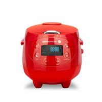 Digitaler Reishunger Mini Reiskocher und Dampfgarer in Rot - Warmhaltefunktion, Timer & Premium Topf - kleiner Multikocher, 8 Programme, 7-Phasen-Kochtechnologie, 1-3 Personen