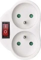 Emos Abweichend Steckdose 2× rund mit Schalter, white