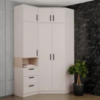 Design Möbel Eckkleiderschrank Set Gustavo 12 mit Schrankerweiterung 40 cm Eckschrank mit Regal Kleiderschrank Schlafzimmer Möbel Schrank Schlafzimme