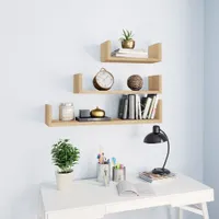 vidaXL Nástenná polica 3 ks Sonoma Oak Wood Material