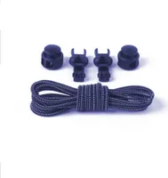 Elastische Schnürsenkel mit Schnellverschluss Schnellschnürsystem Schuhe Rund, Dunkelblau