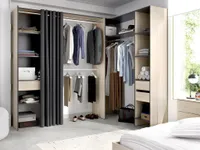 Eckkleiderschrank Kleiderschranksystem - B. 164/214 cm - Eichefarben & Anthrazit - GONTRAN