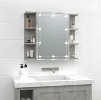 vidaXL Spiegelschrank mit LED Betongrau 70x16,5x60 cm