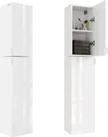 PLATAN ROOM 2 TLG.-Set Badezimmerschrank 150 (60 + 90)H x 30B x 25T cm Badschrank Hängeschrank mit Soft-Close Funktion Badezimmermöbel Hochschrank Weiß Hochglanz