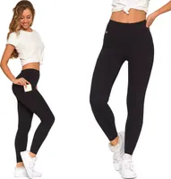 Moraj legginsy damskie z wysokim stanem push-up fitness legginsy sportowe z kieszeniami spodnie do biegania 4400-001, czarny, L