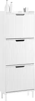 SoBuy FSR177-H-W Schuhkipper mit 3 Klappen Schuhschrank schmal Schuhregal mit 3 Ablageflächen Schuhkommode Schuhablage Weiß BHT ca. 50x130x19cm