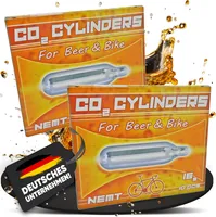20 NEMT 16g Co2 Bierkapseln and Bikekapseln für alle Bierzapfanlagen mit 16g Kohlensäurekapseln ohne Gewinde kompatibel auch zu CO2 Kartuschenpumpe Fahrrad Minipumpe ohne Gewinde