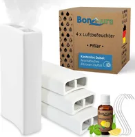 BonAura® Luftbefeuchter Heizung Keramik I Haken & Duftöl [4er, 8er, 12er Set, 400ml] I Wasserverdunster für Heizkörper mit Duft I Verdunster & Befeuchter Wasser Behälter, Menge:4 Stück