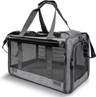 Katzentasche Transporttasche Hundebox Faltbar Hundetransportbox Katzentransportbox Hundetasche für kleine Hunde und Katze Haustiertragetasche Katzentragetasche mit Schultergurt für Auto Reise (Grau)