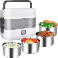 Elektrische Lunchbox 200W Erwachsene Thermo-Lunchbox mit Besteck, 220V, auslaufsicher, 2L großer Behälter, Lunchbox mit Fächern für Auto, LKW