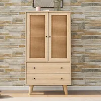 Flieks Komoda s 2 zásuvkami a 2 dvierkami, ratanová obývacia izba Skrinky Stojanová skrinka TV stolík 60x40x120cm