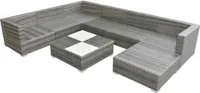 vidaXL 8-tlg. Garten-Lounge-Set mit Auflagen Poly Rattan Grau