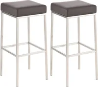 CLP 2er Set Barhocker Montreal Kunstleder gepolsterte Sitze und Fußstütze,braun edelstahl