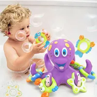 Schwimmender Krake Oktopus mit 5 Hoopla-Ringen,Kinder Wasser Bad Dusche Spielzeug Kinder Badespielzeug Interaktives Spielzeug