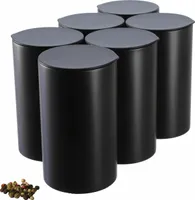 Dosenritter | 6 x runde Gewürzdose / Teedose, aromadicht aus Metall für je ca. 230g Gewürzpulver,140g Earl Grey, inkl. 6 Etiketten | 12,8 x 7,4 cm H,ø