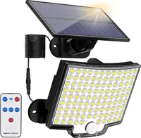Solarlampen für Außen mit Bewegungsmelder, 106 LED 4 Modi Solarleuchte Aussen mit 135° Weitwinkelbeleuchtung, IP65 Wasserdichte Solar Wandleuchte