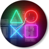DEQORI Glasuhr Ø50 cm Zahlen 'Playstation Elemente' Wanduhr Glas Uhr Design leise