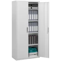 HOMCOM Aktenschrank, Büroschrank mit 2 Türen, 5 Ebenen Mehrzweckschrank mit verstellbarer Ablage, Aufbewahrungsschrank aus Stahl, Weiß