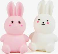 2 x Squeeze Tier Hase weiß & rosa Antistress Knautschtier Quetschtier 11 cm