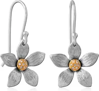 viva-adorno 1 Paar Damen Ohrringe 925 Sterling Silber Ohrhänger Blüten Blumen matt mattiert Zirkonia Z534